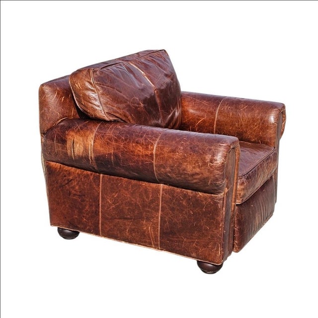 Restoration Hardware Lancaster Leather Armchair Recliner For Sale - Image 14 of 18