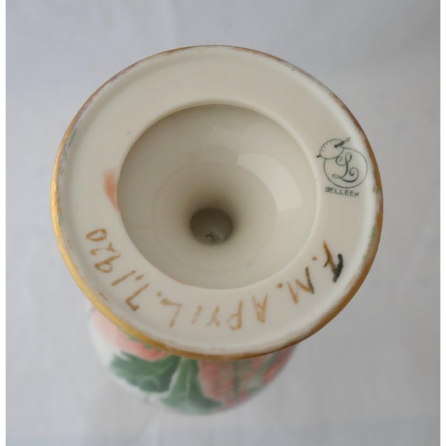 Antique Hand Painted Lenox Porcelain American Belleek Poppy Vase. MADE IN U.S.A. Circa 1920. It measures approx. 11 1/2"...