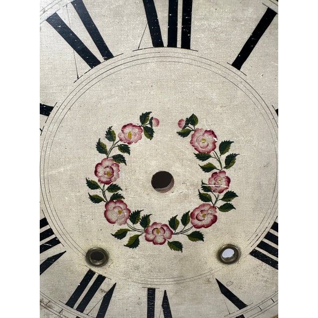 Antique Early 19th-Century American Hand-Painted Wood Clock Dial Face - Folk Art A beautiful piece of authentic early...