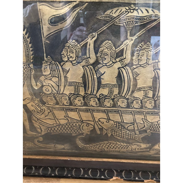 Asian Vintage Handcrafted Leather Dragon Boat Wall Hanging For Sale - Image 3 of 12