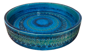 Large Mid-Century Rimini Blu Pottery Ceramic Centrepiece Bowl by Aldo Londi for Bitossi, Italy, 1960s