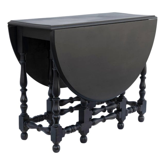 Vintage Gate Leg Mahogany Drop Leaf Table in Black For Sale