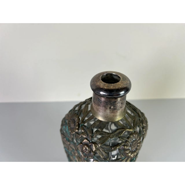 Antique Chinese Export Decanter & Stopper With Silver Overlay For Sale - Image 9 of 13