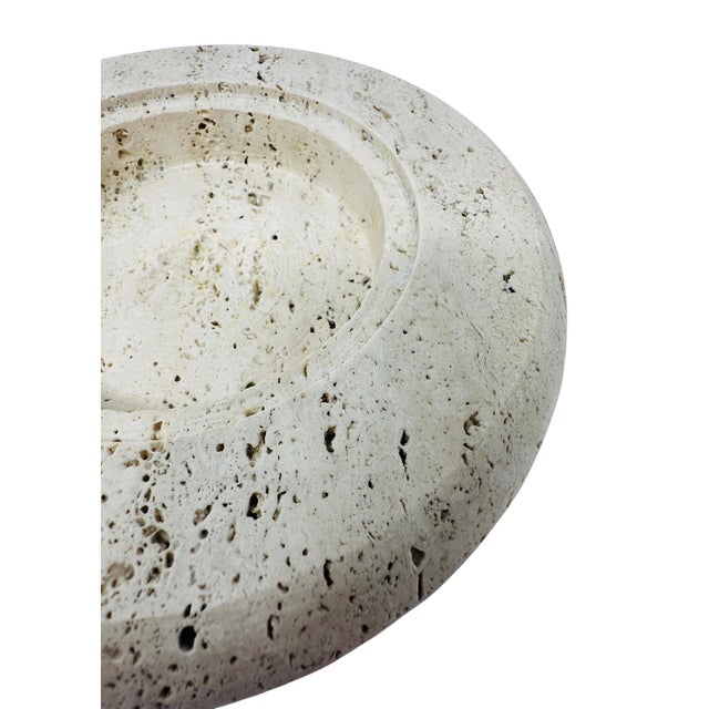 1970s Marble Art Italian Travertine & Chrome 8" Centerpiece Ashtray For Sale - Image 10 of 12