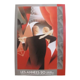 1991 Original Art Deco Exhibition Poster, Les Années 20 - l'Age Des Metropoles (Dancing Couple), for the Mmfa For Sale