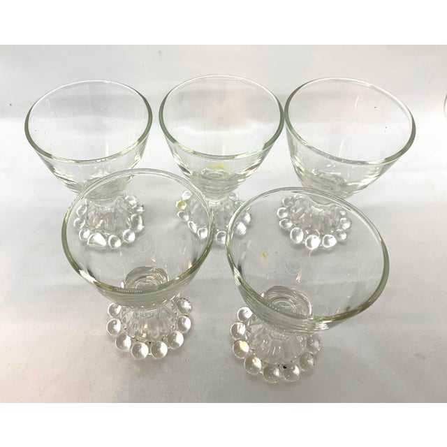 Anchor Hocking Mid Century. Berwick-Boopie clear liquor cocktail glasses set of 5. Round bubble design foot or base