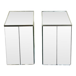 Pair 1970’s Custom Made Beveled Mirror Cocktail End Tables For Sale