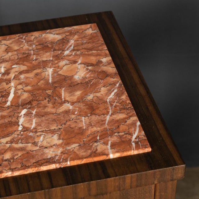 20th Century Italian Kingwood & Marble Bedside Cabinets, 1950s, Set of 2 For Sale - Image 14 of 18