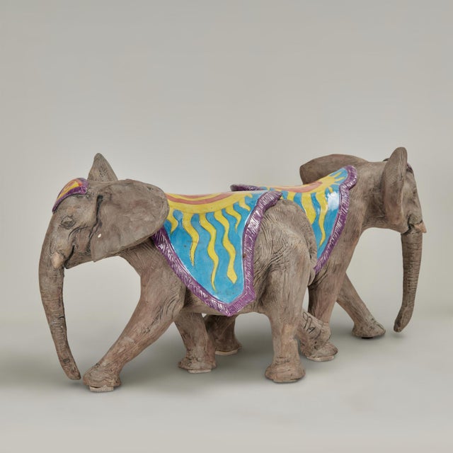 Vintage Ceramic Circus Bowl on Elephant Stand by Dan and Nisha Ferguson For Sale - Image 11 of 17