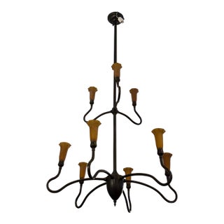 Nine Arm Elongated Chandelier For Sale