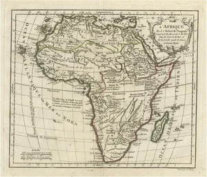 Antique Map of Africa with French Cartouche and Scale, 1780
