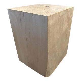 Andrianna Shamaris St. Barts Bleached Teak Wood Side Table For Sale