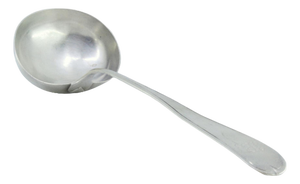Silver Soup Ladle with Handle Grooves