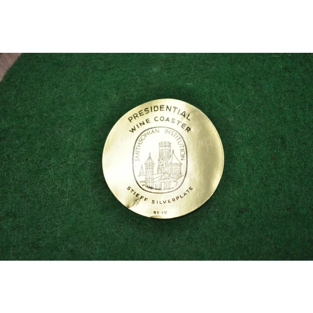 Vintage Stieff Smithsonian Silver Plated Presidential Wine Bottle Coaster - a Pair For Sale In Philadelphia - Image 6 of 11