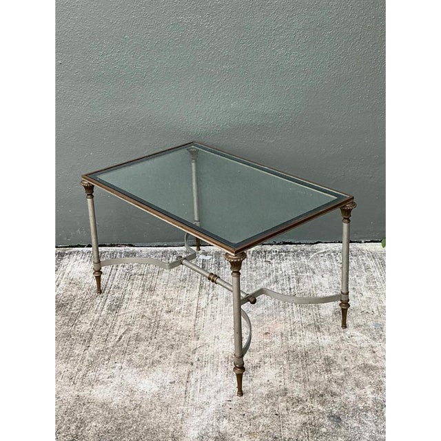 Vintage Rectangular Metal and Glass Table After Maison Jansen For Sale - Image 13 of 13