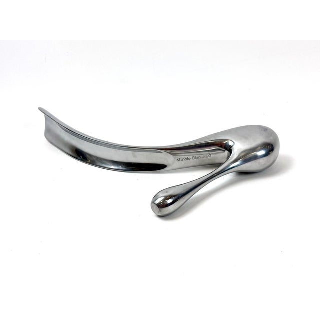 2000 - 2009 Vintage Aluminum Shoehorn with Original Box by Manolo Blahnik for Habitat, 1960s For Sale - Image 5 of 9