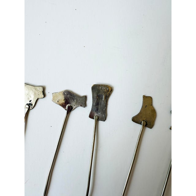 Mid 20th Century Vintage Handmade Mexican Silver & Abalone Hors D’Oeuvre Picks – Set of 12 For Sale - Image 5 of 7