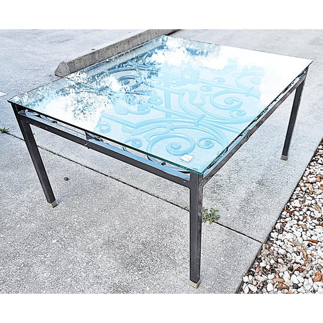 1990s Solid Stock Wrought Iron Coffee Table For Sale - Image 9 of 14