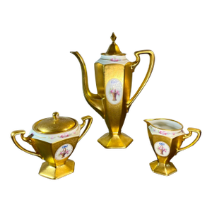 3pc-Antique B & C Limoges (France) Porcelain Coffee Service Set
