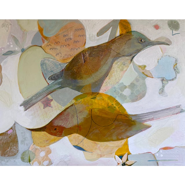 “Thrashers and Flowers” a Fun Bird Painting by LWren Walraven For Sale In Santa Fe - Image 6 of 16