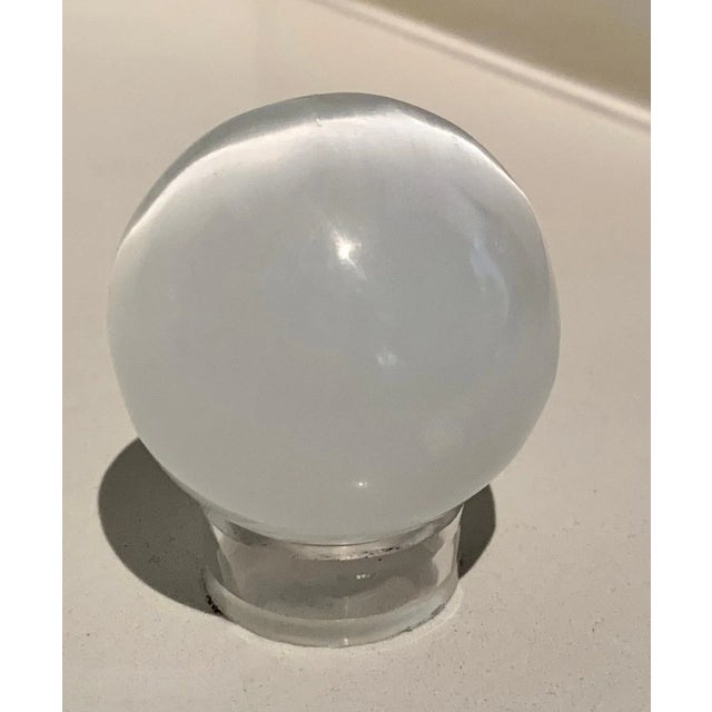 Mounted Iridescent Opaline Sphere Paper Weight For Sale - Image 4 of 10