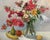 Vintage Large Impressionist Floral Still Life With Fruit Oil Painting in Gold Frame For Sale - Image 4 of 9