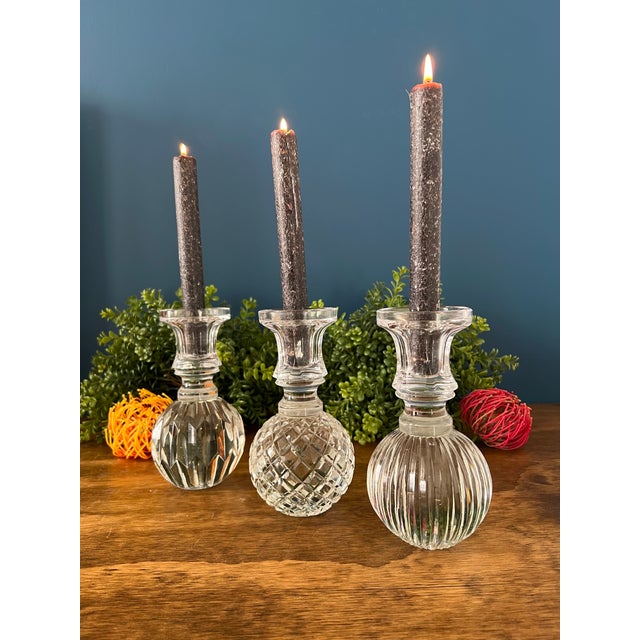 1960s Tozai Crystal Candleholders- Set of 3 For Sale - Image 10 of 12