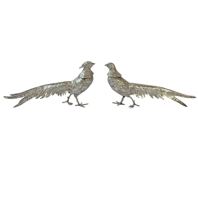 20th Century Italian Silver Plate Game Bird Figurals - A Pair For Sale - Image 4 of 13