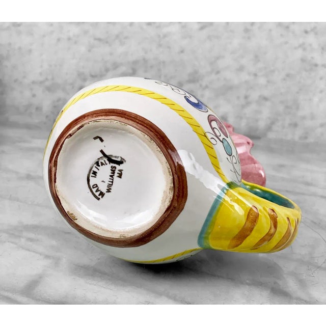 White Vintage Italian Majolica Porcelain Pottery Rooster Ewer Creamer For Sale - Image 8 of 9