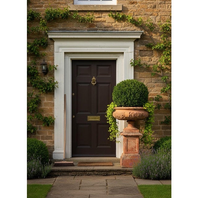 Terra Cotta Vintage Neoclassical Terracotta Tazza Urn on Pedestal For Sale - Image 8 of 8