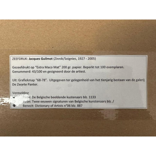 Jacques Guilmot, Untitled, 1960s, Signed Screen Print, Framed For Sale - Image 12 of 13