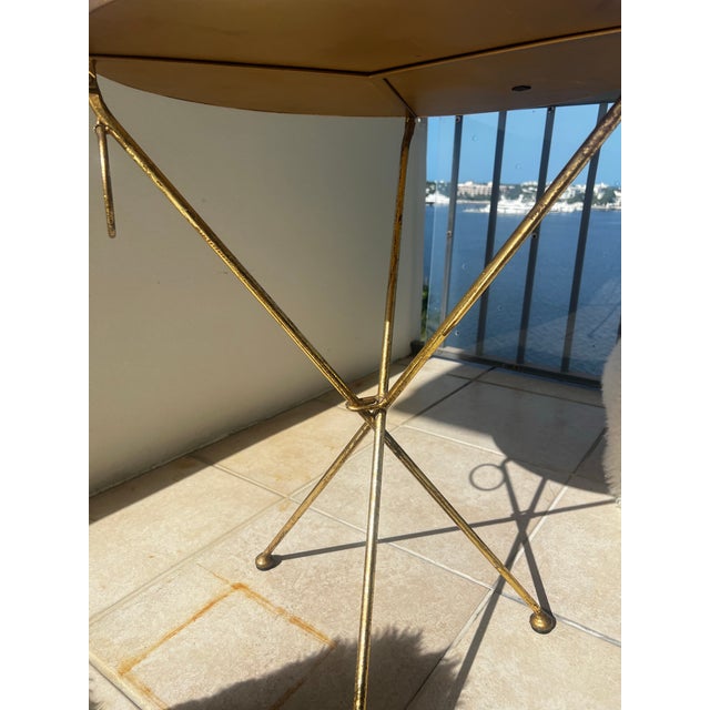 1960s 1960s Italian Gold Gilt Folding Mosaic Side Drink Table | Handcrafted Glass Tile Top | Hollywood Regency For Sale - Image 5 of 8