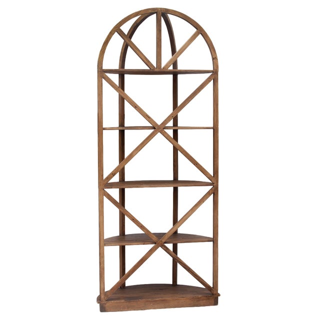Restoration Hardware; Tall Reclaimed Wood Etagere Dome Book Case For Sale - Image 9 of 9