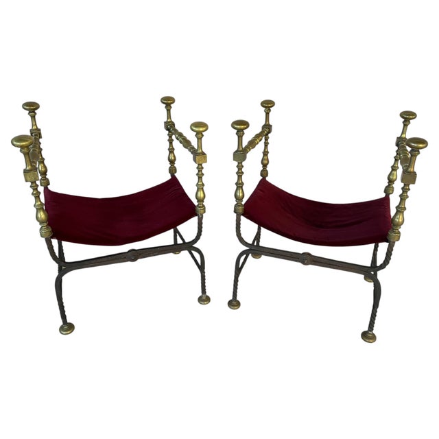 Spanish Bronze & Wrought Iron Savonarola Chairs a Pair For Sale - Image 13 of 15