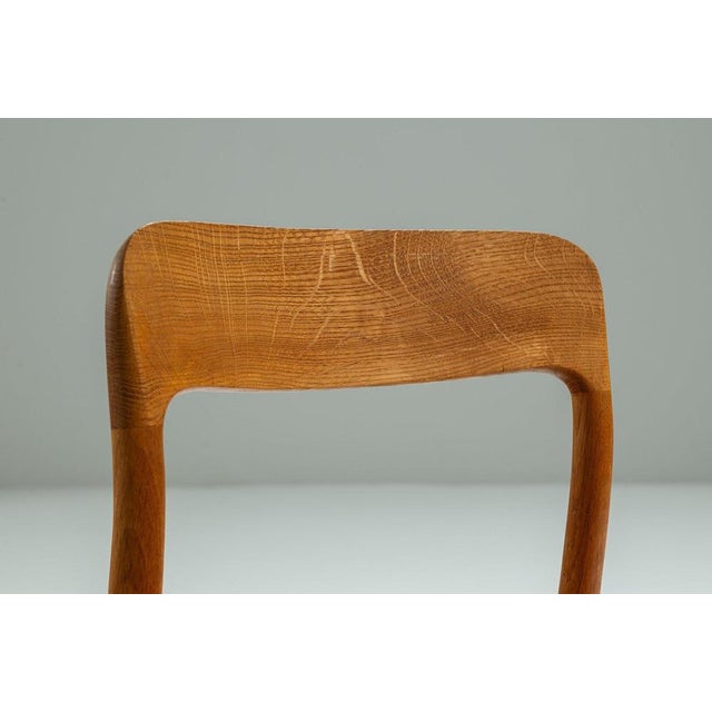 Wood Model 75 Dining Chairs in Oak by Niels Otto Moller for J. L. Møllers, Denmark, 1954, Set of 4 For Sale - Image 7 of 15