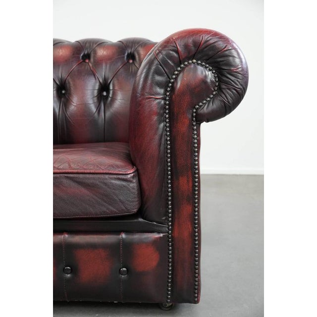 English Chesterfield Leather Armchair on Wheels For Sale - Image 9 of 18