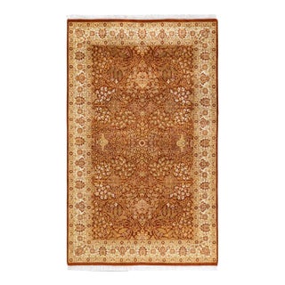 Mogul, One-of-a-Kind Hand-Knotted Area Rug - Orange, 4' 7" x 7' 5" For Sale