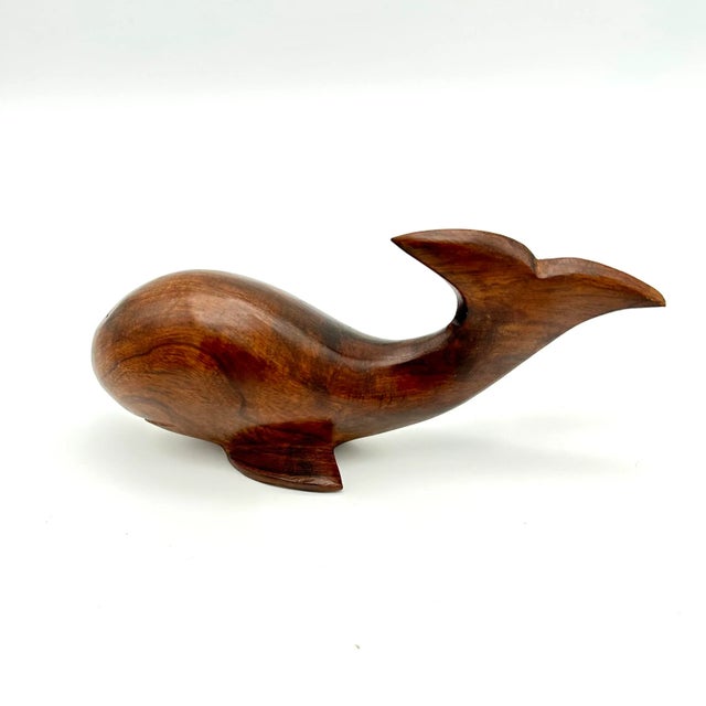 Brown Late 20th Century Hand Carved Wood Seascape Figurines Set of 3 For Sale - Image 8 of 10