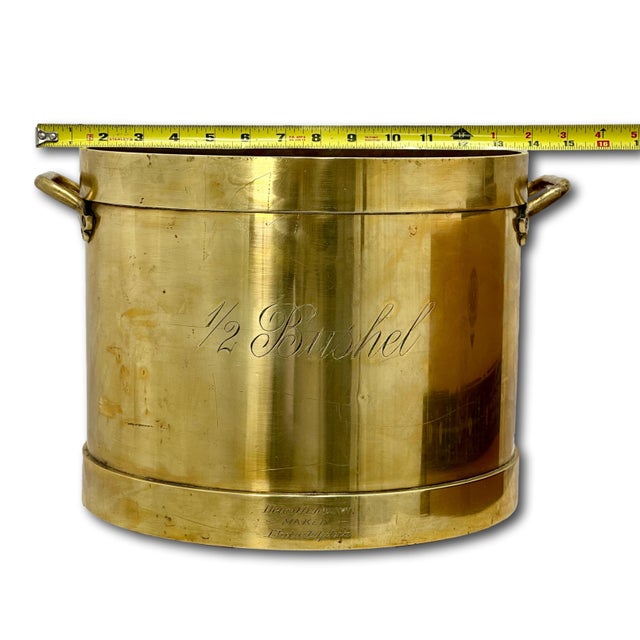 Rare & Unusual Antique Beautifully Hand Made Solid Brass Gristmill - Granary 1/2 Bushel Measure by Henry Troemer Philadelphia For Sale - Image 16 of 18