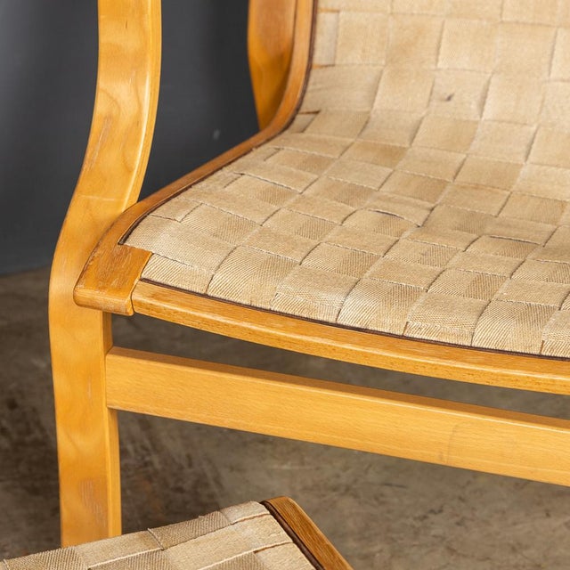 Mid-20thc Danish Beech Framed Chairs & Ottoman by Bruno Mathsson, 1978, Set of 3 For Sale - Image 9 of 18