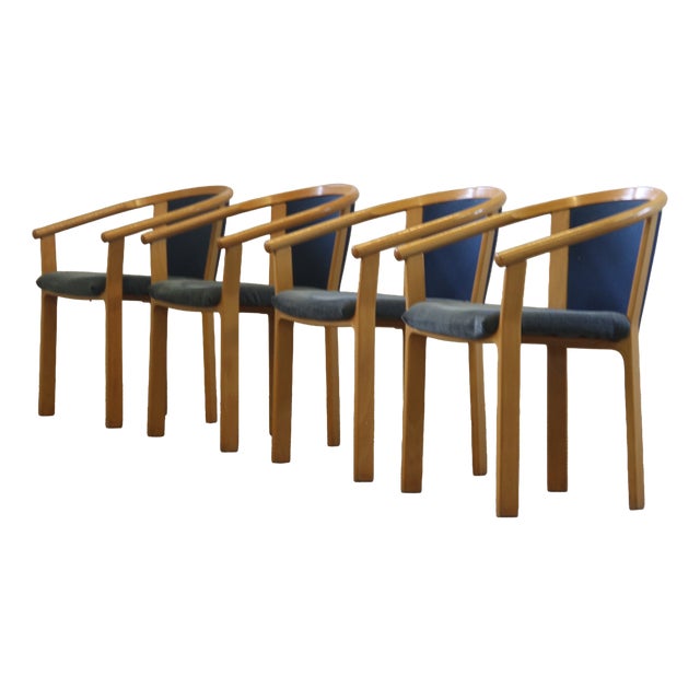 Beech Wood Dining Chairs by Rud Thygesen & Johnny Sørensen for Magnus Olesen, 1980, Set of 4 For Sale