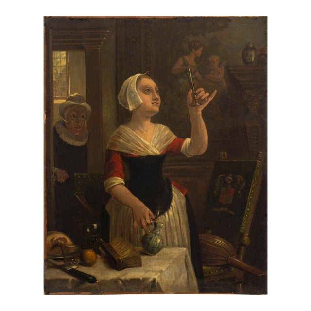 Eugene Van Hove Woman in Interior Scene, 19th Century For Sale