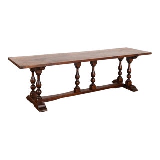 Antique Long Walnut Refectory Library Dining Table Console, France Circa 1860-80 For Sale