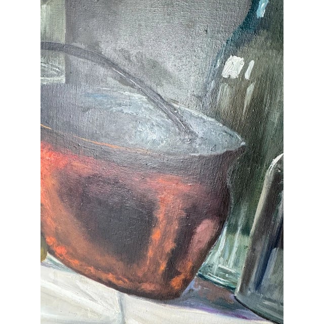 Paint 1940s Romek Arpad Kitchen Still Life Oil Painting For Sale - Image 7 of 9