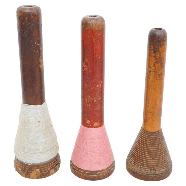 Rustic Wooden Spools of Thread, 1930s, Set of 3 For Sale - Image 18 of 18