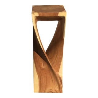 Contemporary Twisting Natural Wood Plant Stand For Sale