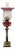Antique Victorian Brass Oil Lamp with Cranberry Glass Font and Corinthian Column, 1860 For Sale