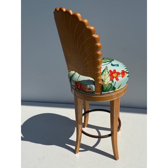 1980s Pair of Shell Back Bar Stools For Sale In Los Angeles - Image 6 of 12