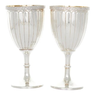 Antique English Sheffield Plate Barware / Tableware Chalices- Set of 2 For Sale