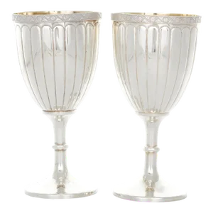 Antique English Sheffield Plate Barware / Tableware Chalices- Set of 2